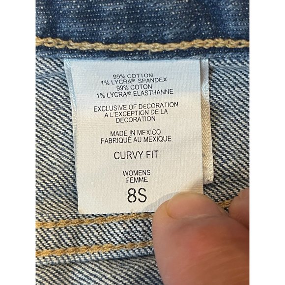 Eddie Bauer Womens Cut Off Jeans Shorts Curvy Fit Distressed HOL09 Blue Size 8S - Picture 8 of 9